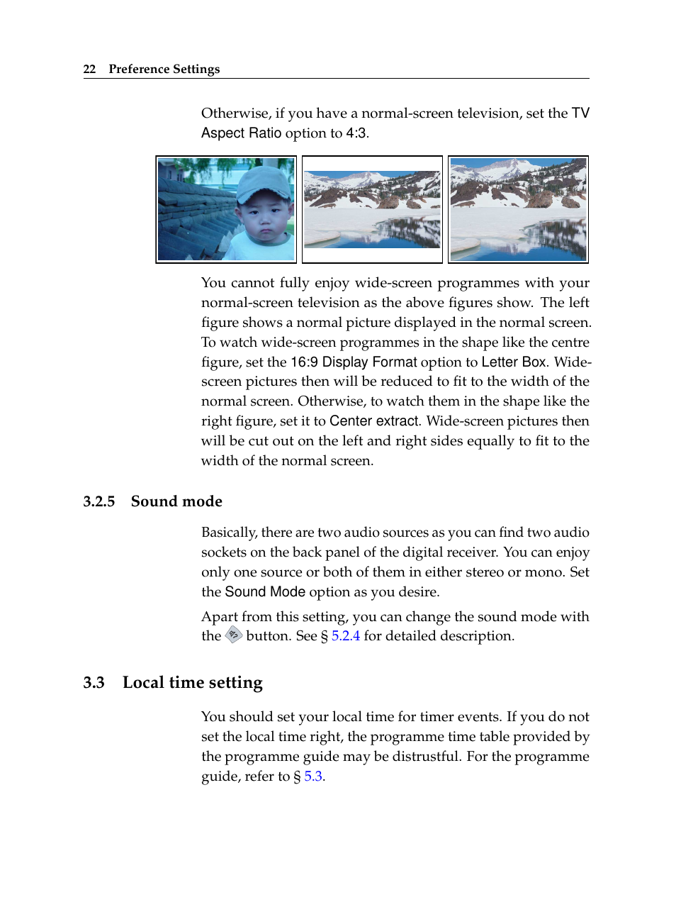5 sound mode, 3 local time setting, Sound mode | Local time setting | Topfield TF 6000 PVR User Manual | Page 30 / 120