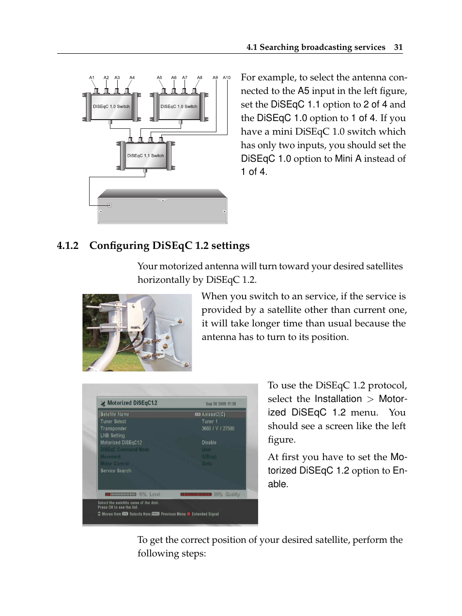 2 configuring diseqc 1.2 settings, Configuring diseqc 1.2 settings | Topfield TF 6000 PVR User Manual | Page 39 / 120