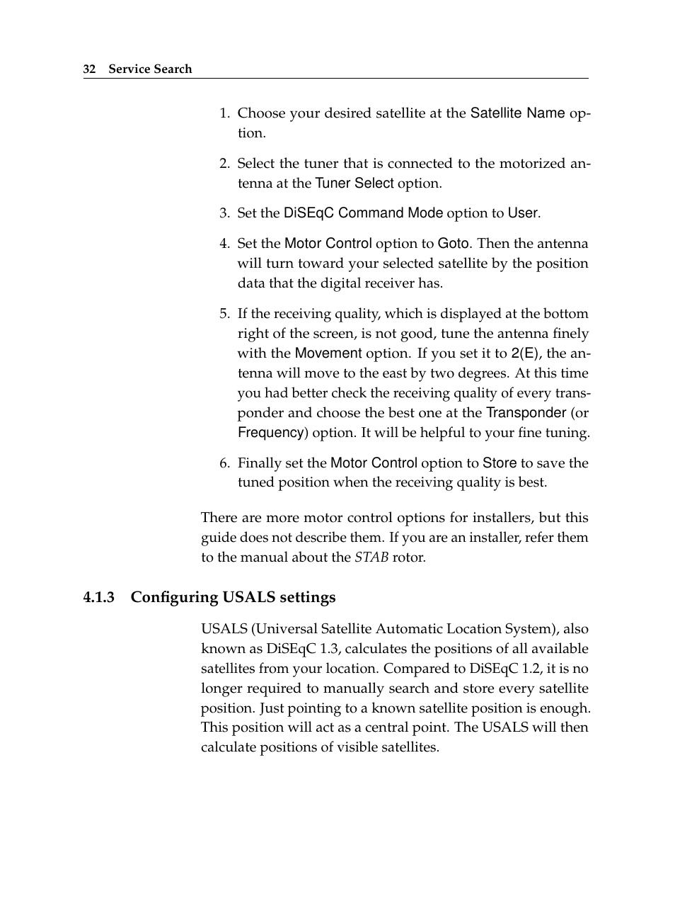 3 configuring usals settings, Configuring usals settings | Topfield TF 6000 PVR User Manual | Page 40 / 120