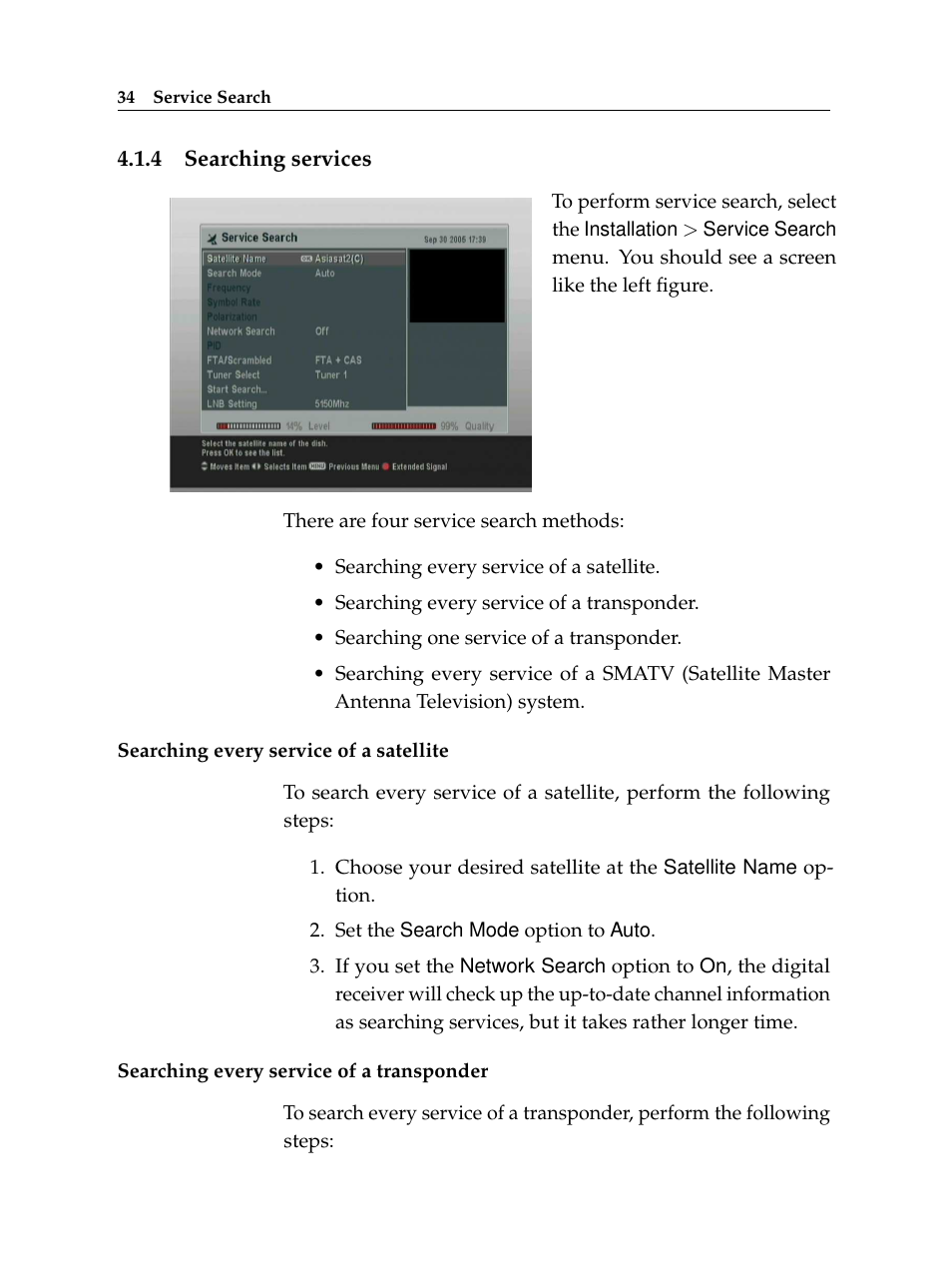 4 searching services, Searching services | Topfield TF 6000 PVR User Manual | Page 42 / 120