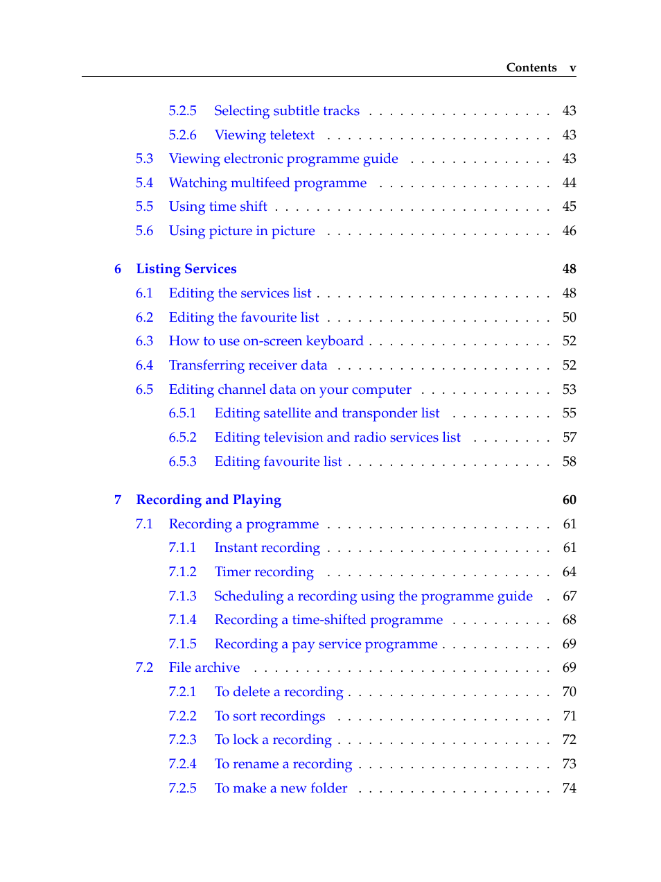 Topfield TF 6000 PVR User Manual | Page 5 / 120