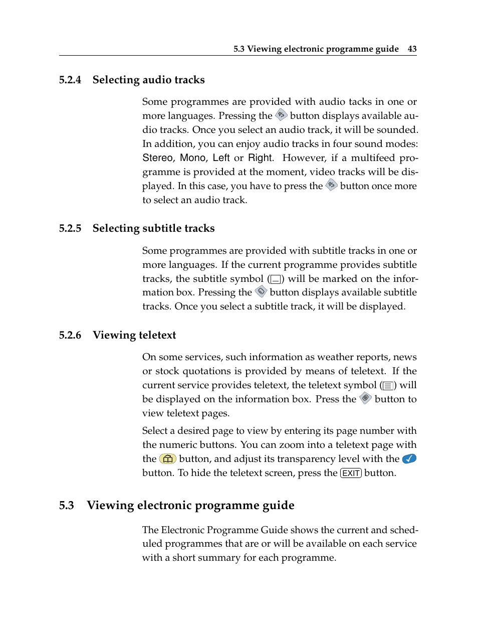 4 selecting audio tracks, 5 selecting subtitle tracks, 6 viewing teletext | 3 viewing electronic programme guide, Selecting audio tracks, Selecting subtitle tracks, Viewing teletext, Viewing electronic programme guide | Topfield TF 6000 PVR User Manual | Page 51 / 120