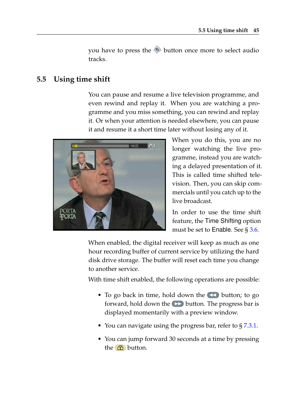 5 using time shift, Using time shift | Topfield TF 6000 PVR User Manual | Page 53 / 120