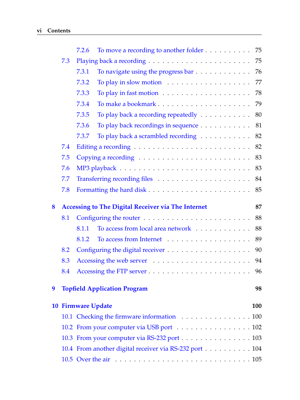 Topfield TF 6000 PVR User Manual | Page 6 / 120