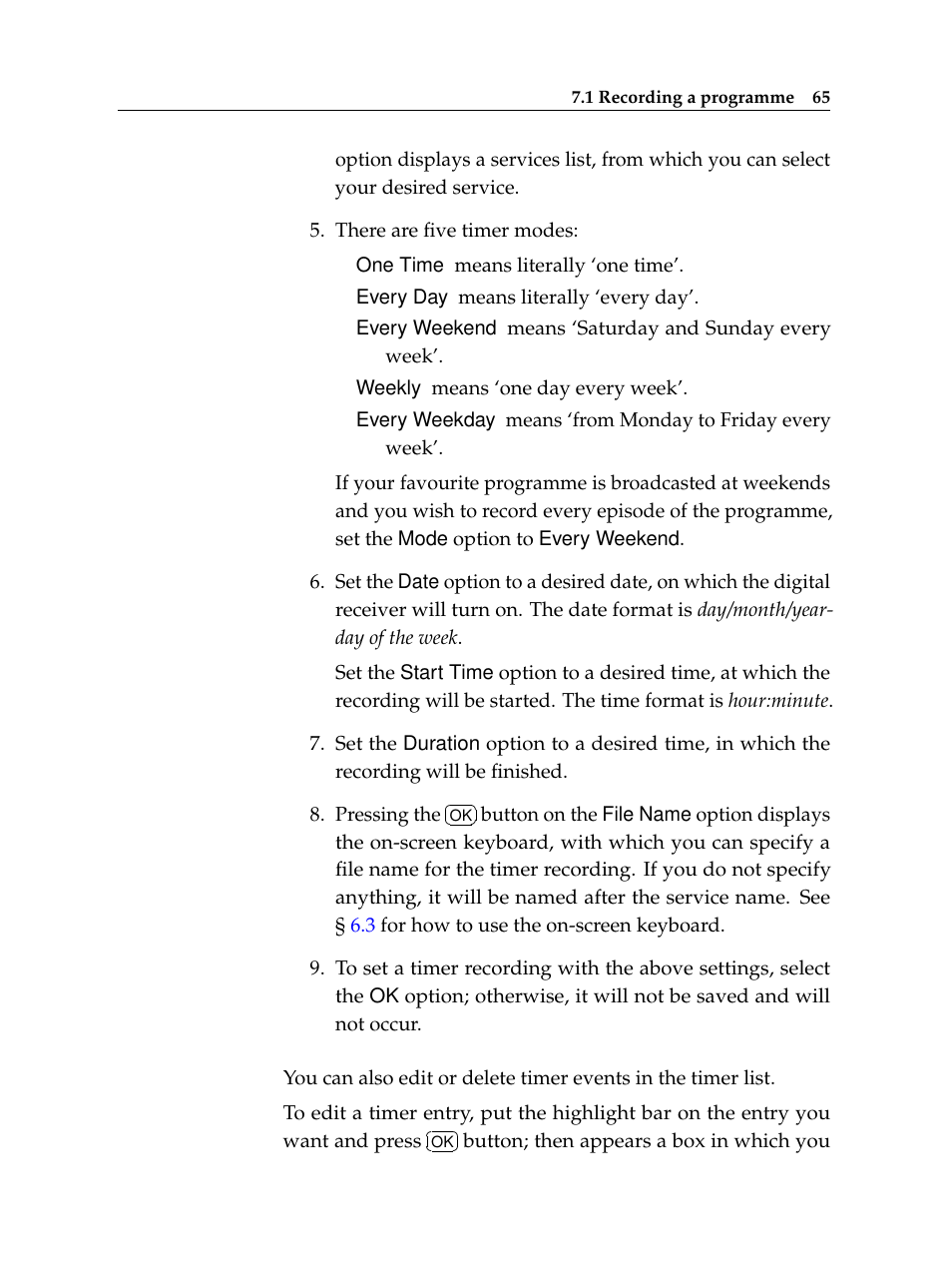 Topfield TF 6000 PVR User Manual | Page 73 / 120