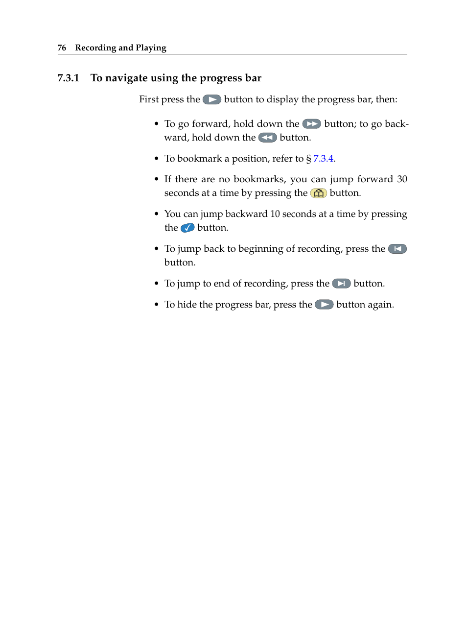1 to navigate using the progress bar, To navigate using the progress bar | Topfield TF 6000 PVR User Manual | Page 84 / 120