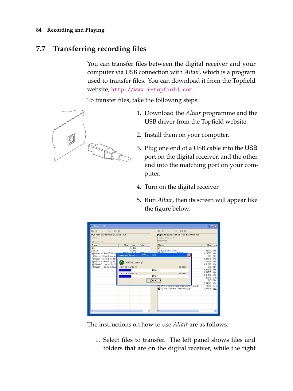 7 transferring recording files, Transferring recording files | Topfield TF 6000 PVR User Manual | Page 92 / 120