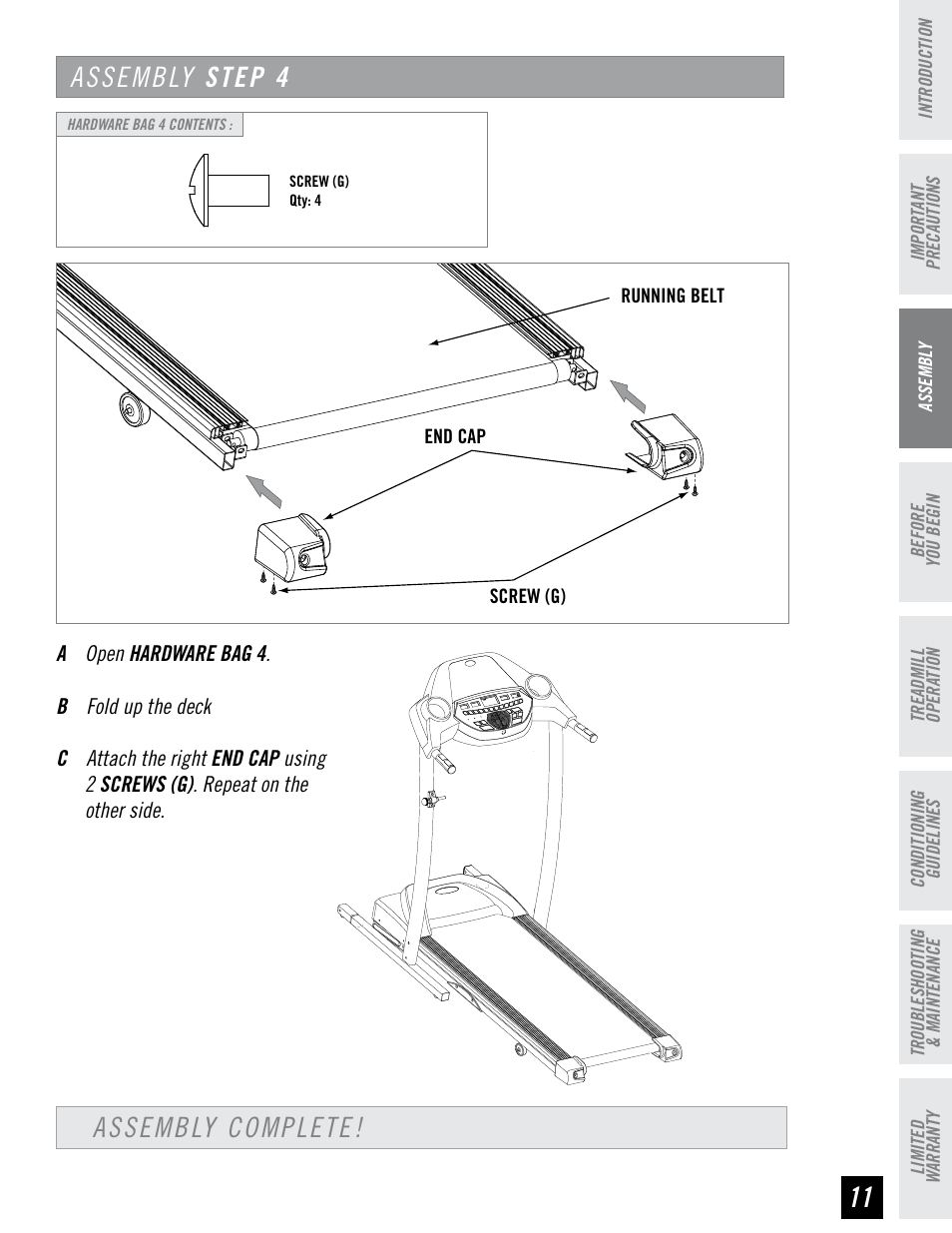 Assembly step, Assembly complete | Triumph 700T User Manual | Page 10 / 26