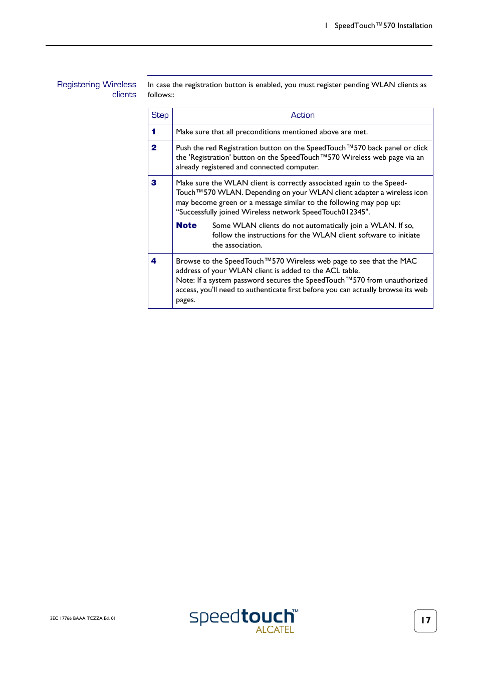 Registering wireless clients | TOA Electronics SPEEDTOUCH 570 User Manual | Page 17 / 48