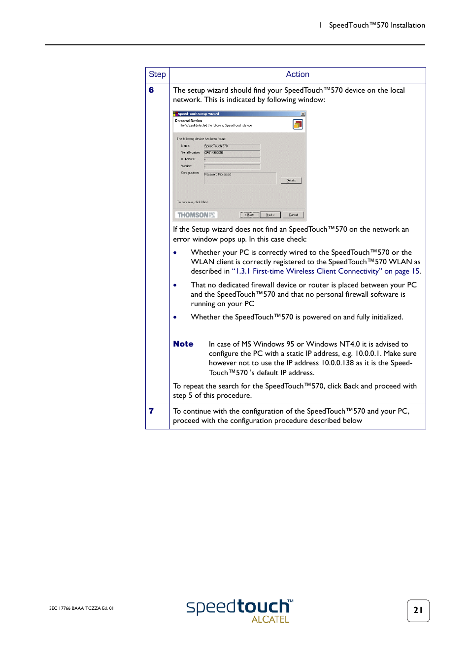 TOA Electronics SPEEDTOUCH 570 User Manual | Page 21 / 48