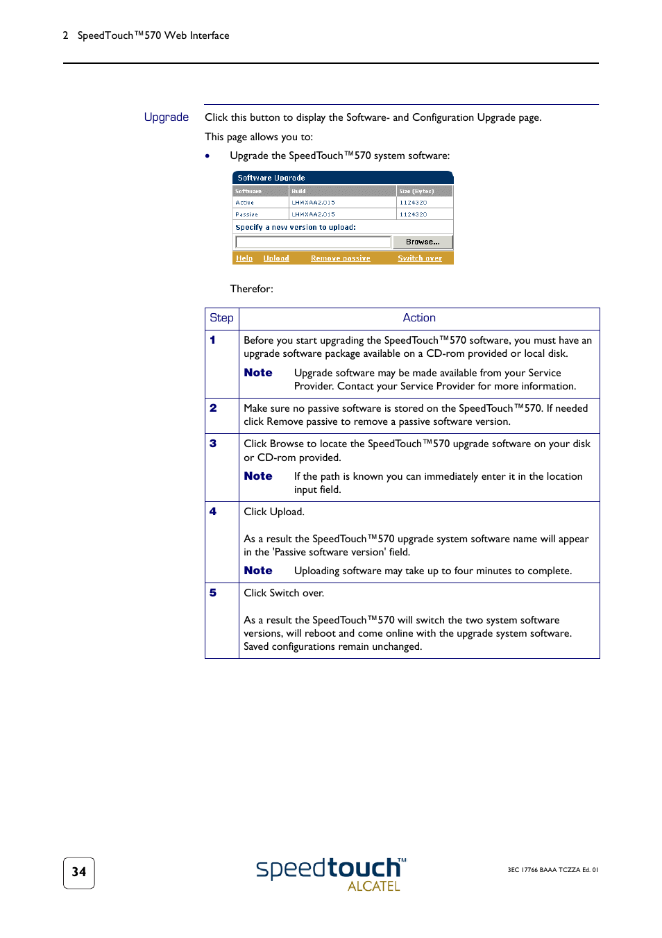 Upgrade | TOA Electronics SPEEDTOUCH 570 User Manual | Page 34 / 48