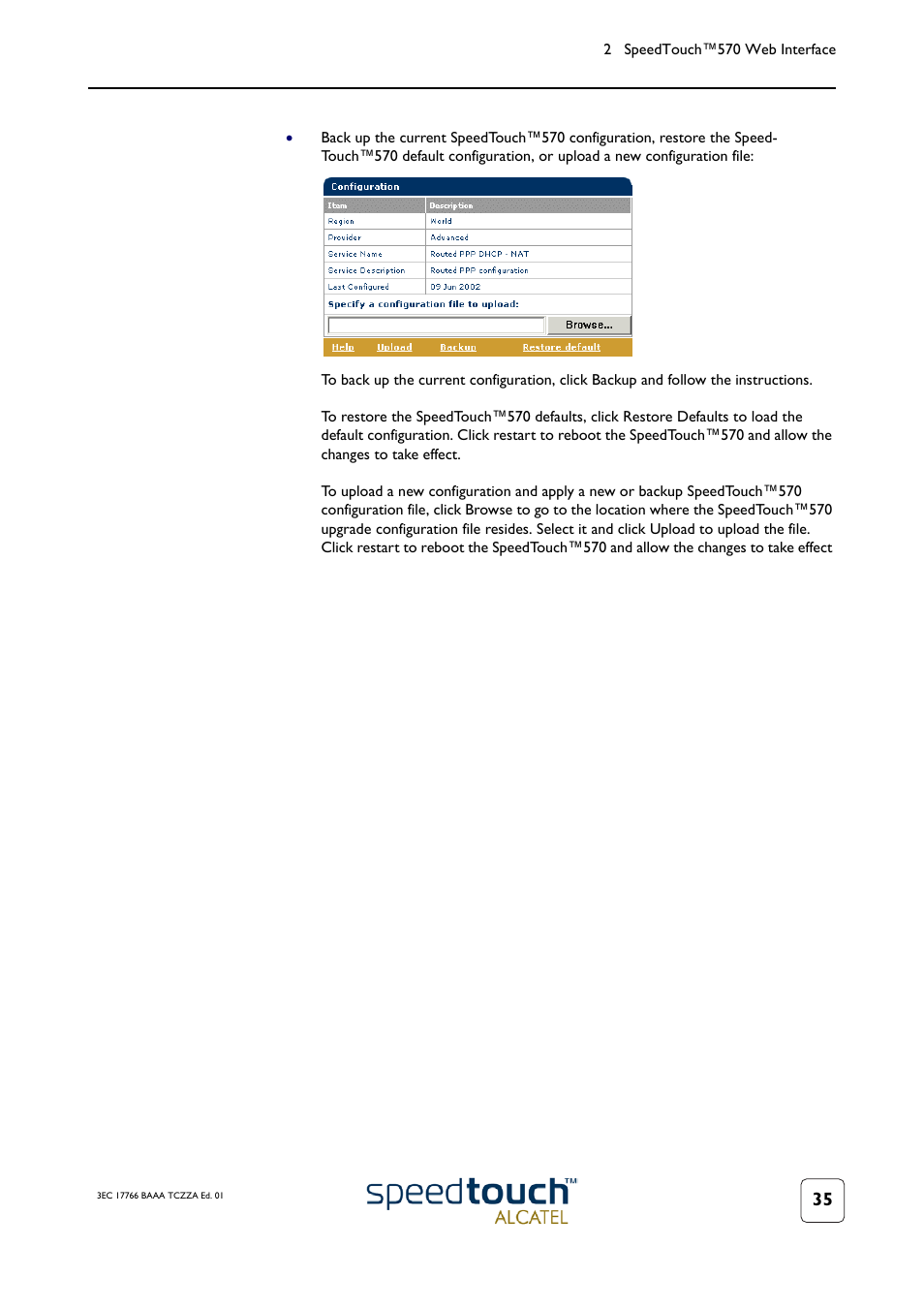 TOA Electronics SPEEDTOUCH 570 User Manual | Page 35 / 48