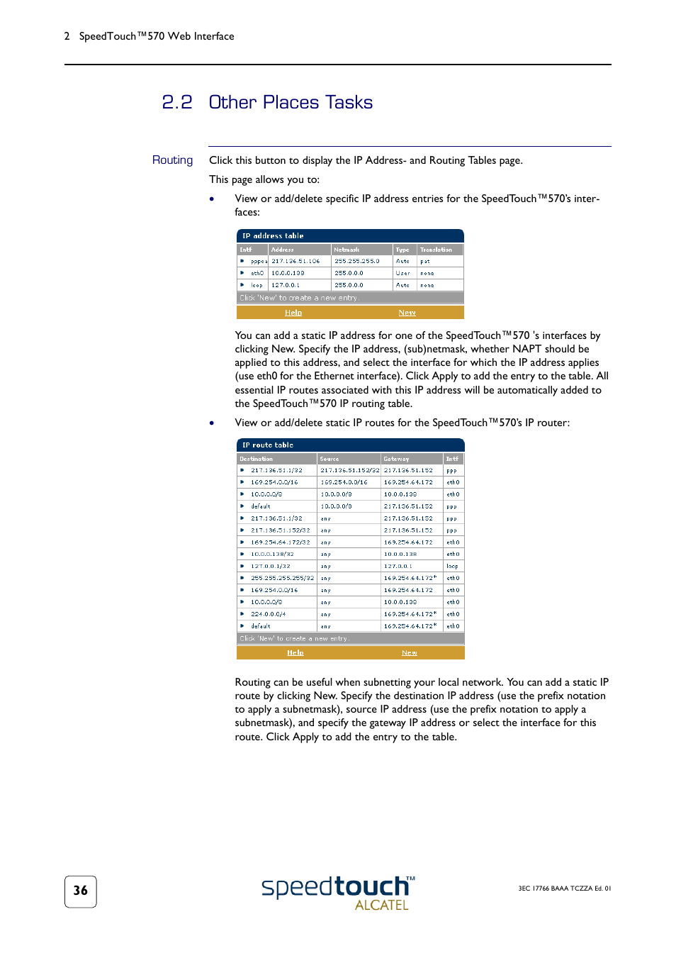 2 other places tasks, Routing, Other places tasks | TOA Electronics SPEEDTOUCH 570 User Manual | Page 36 / 48