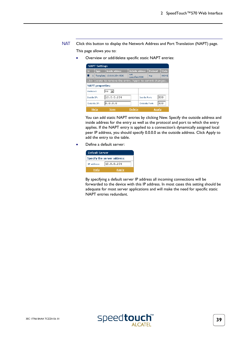 TOA Electronics SPEEDTOUCH 570 User Manual | Page 39 / 48