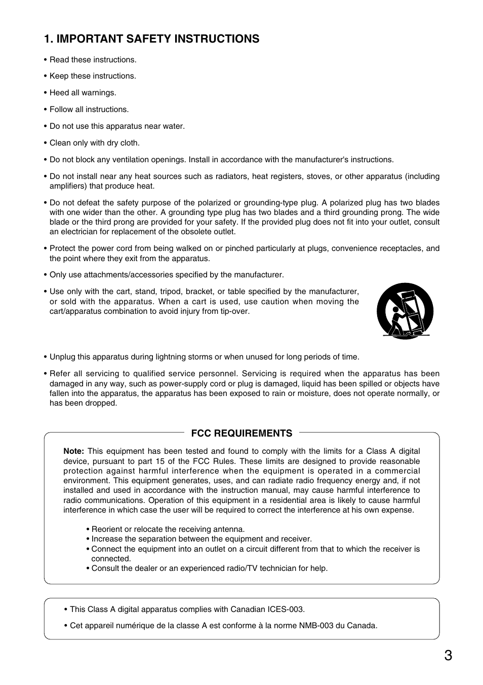 Important safety instructions | TOA Electronics DA-250FH CU User Manual | Page 3 / 20