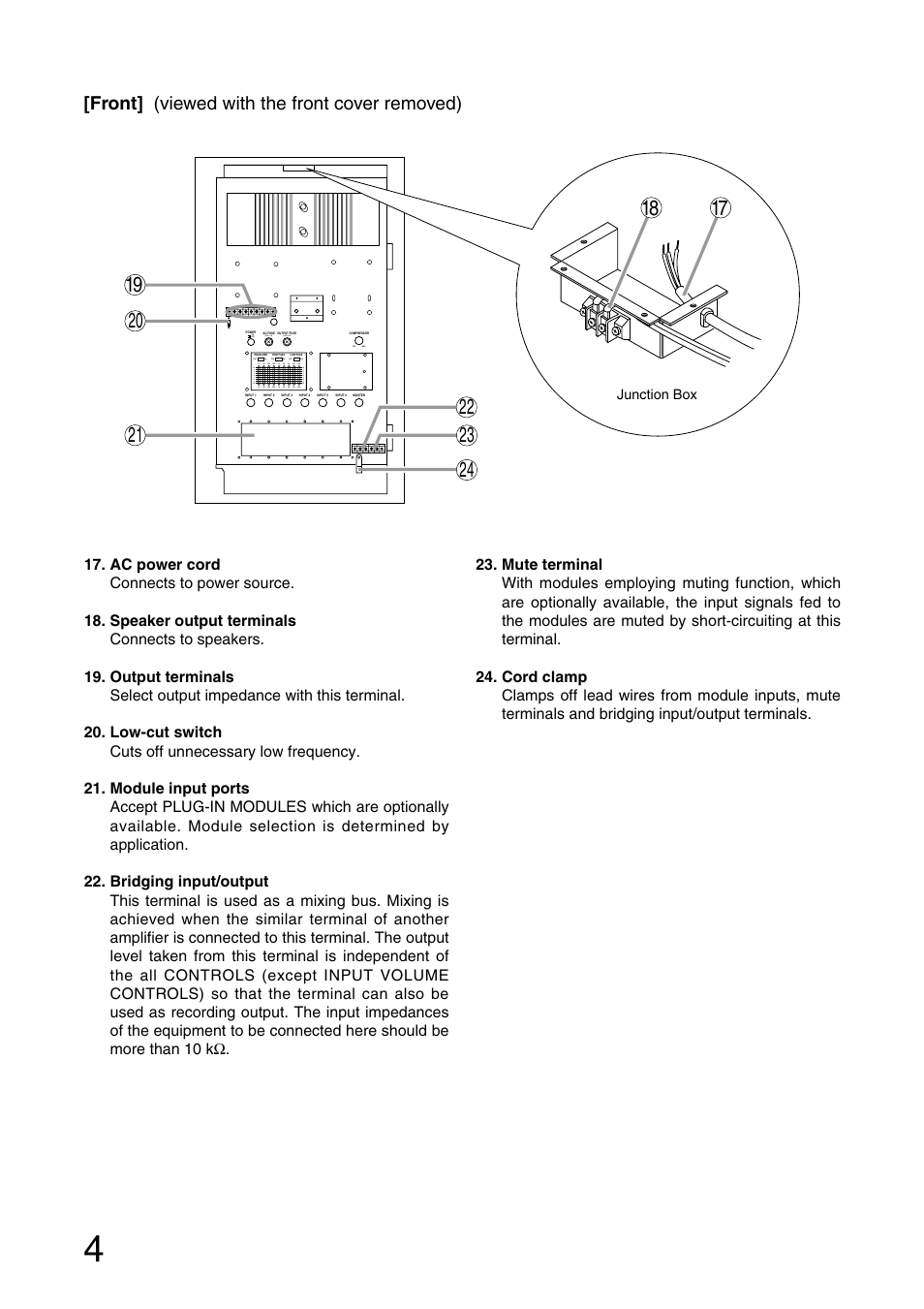 Front] (viewed with the front cover removed) | TOA Electronics W-906A User Manual | Page 4 / 12