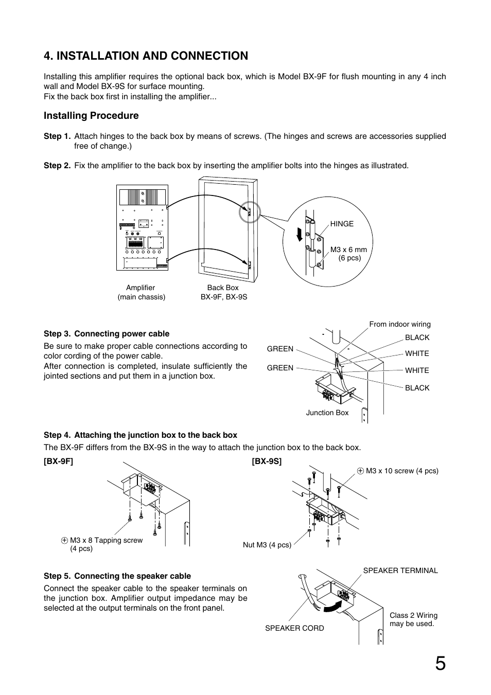 Installation and connection, Installing procedure | TOA Electronics W-906A User Manual | Page 5 / 12