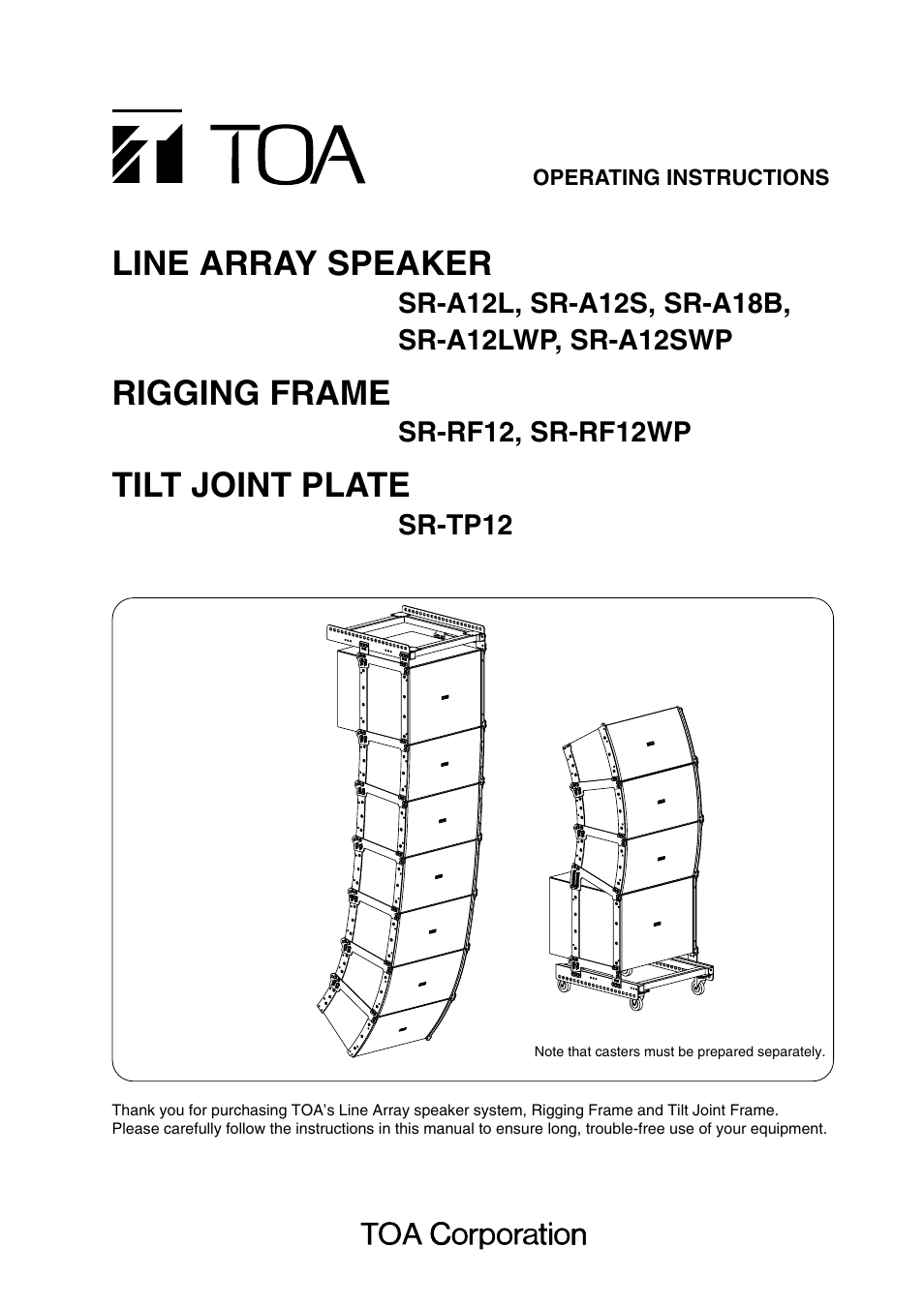 TOA Electronics SR-A12SWP User Manual | 24 pages