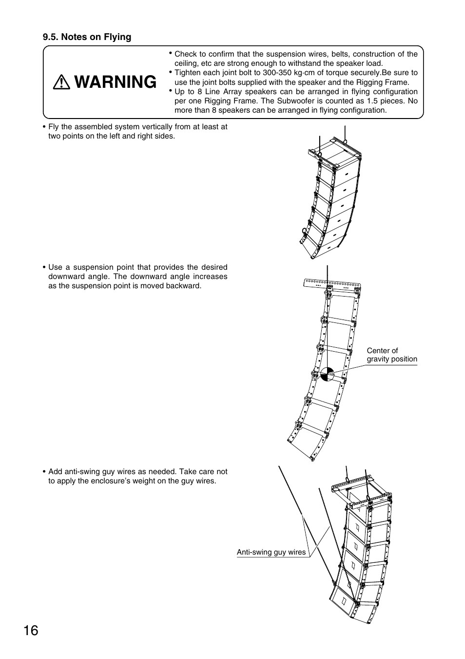 Warning | TOA Electronics SR-A12SWP User Manual | Page 16 / 24