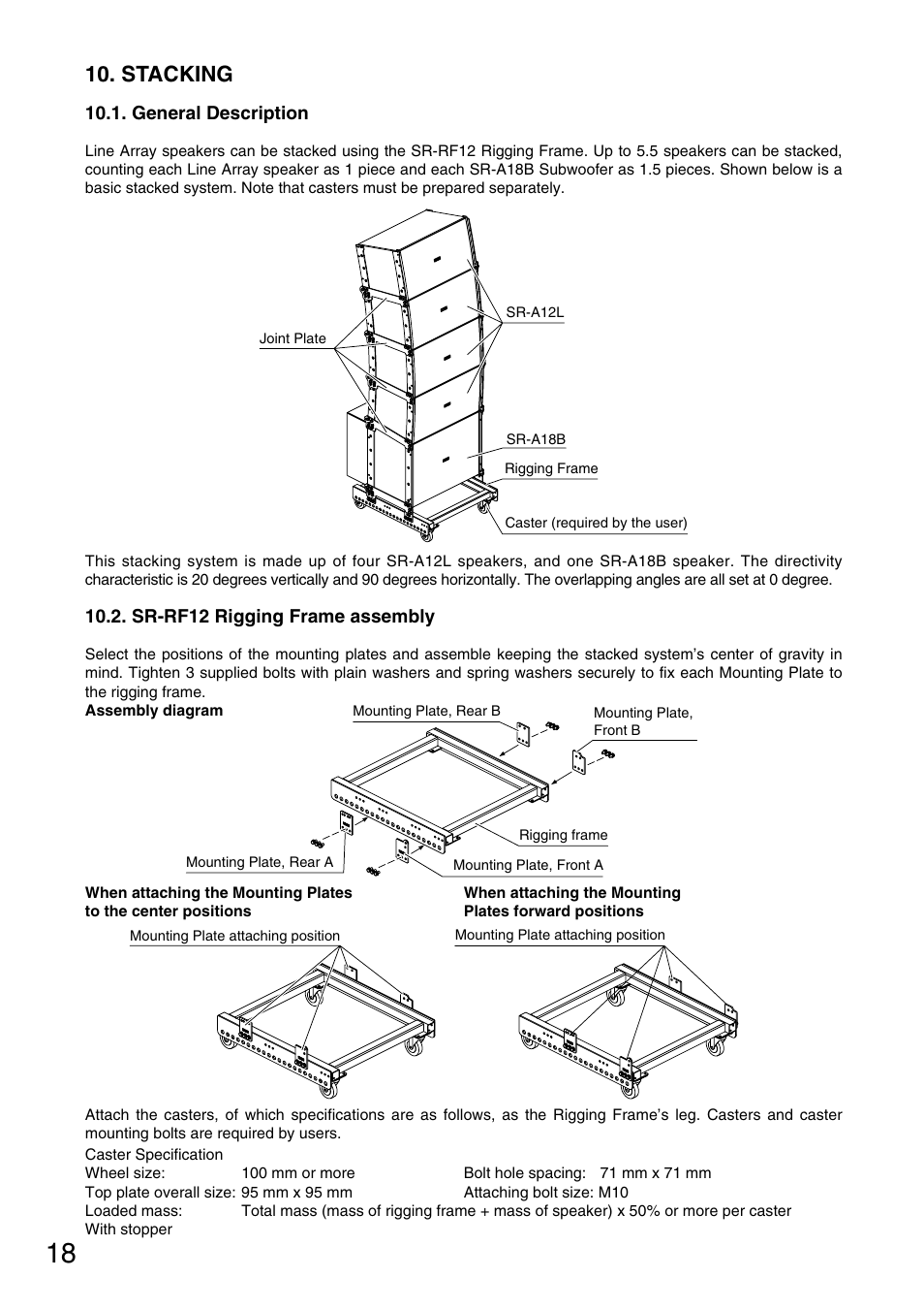 Stacking | TOA Electronics SR-A12SWP User Manual | Page 18 / 24