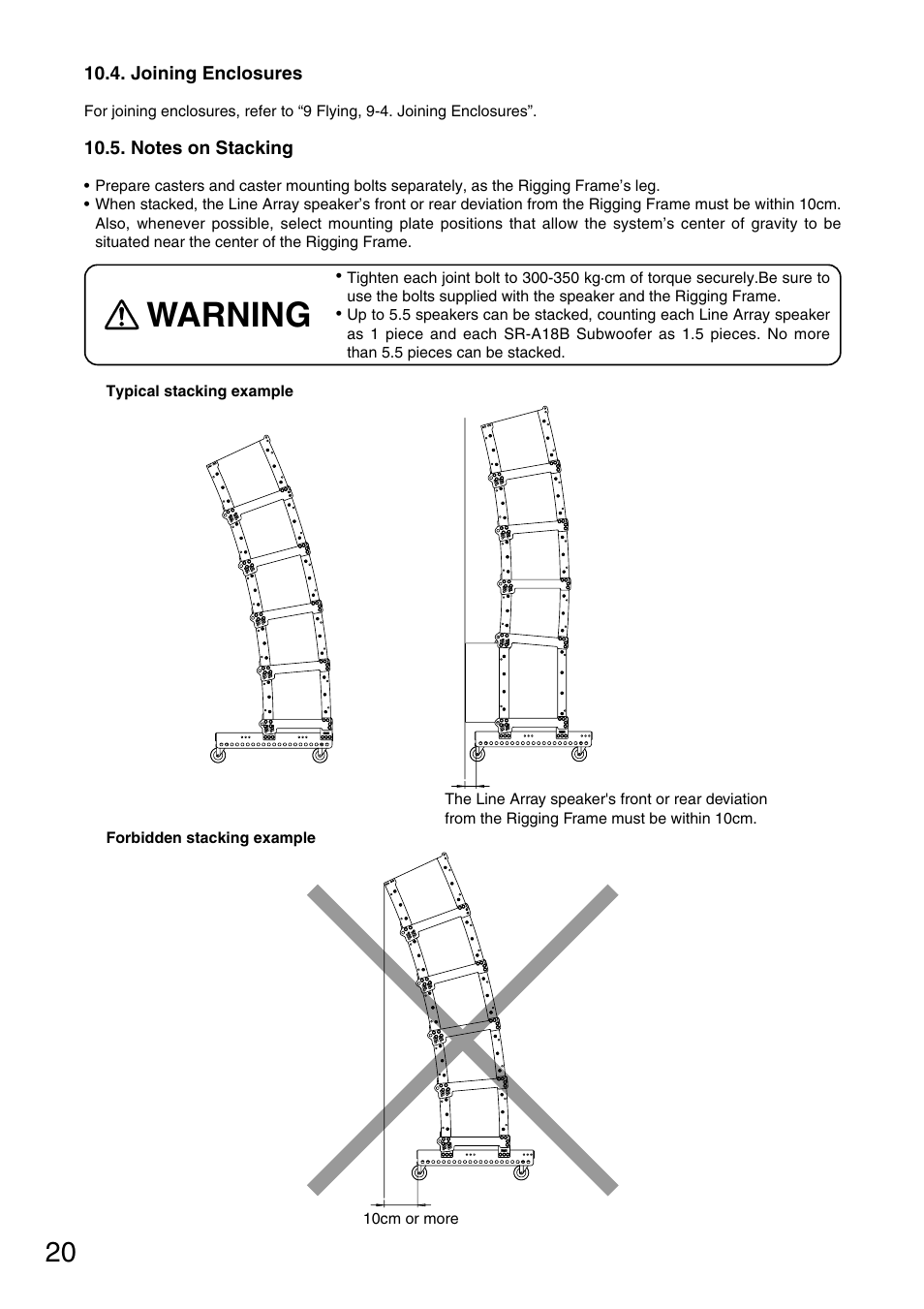 Warning | TOA Electronics SR-A12SWP User Manual | Page 20 / 24