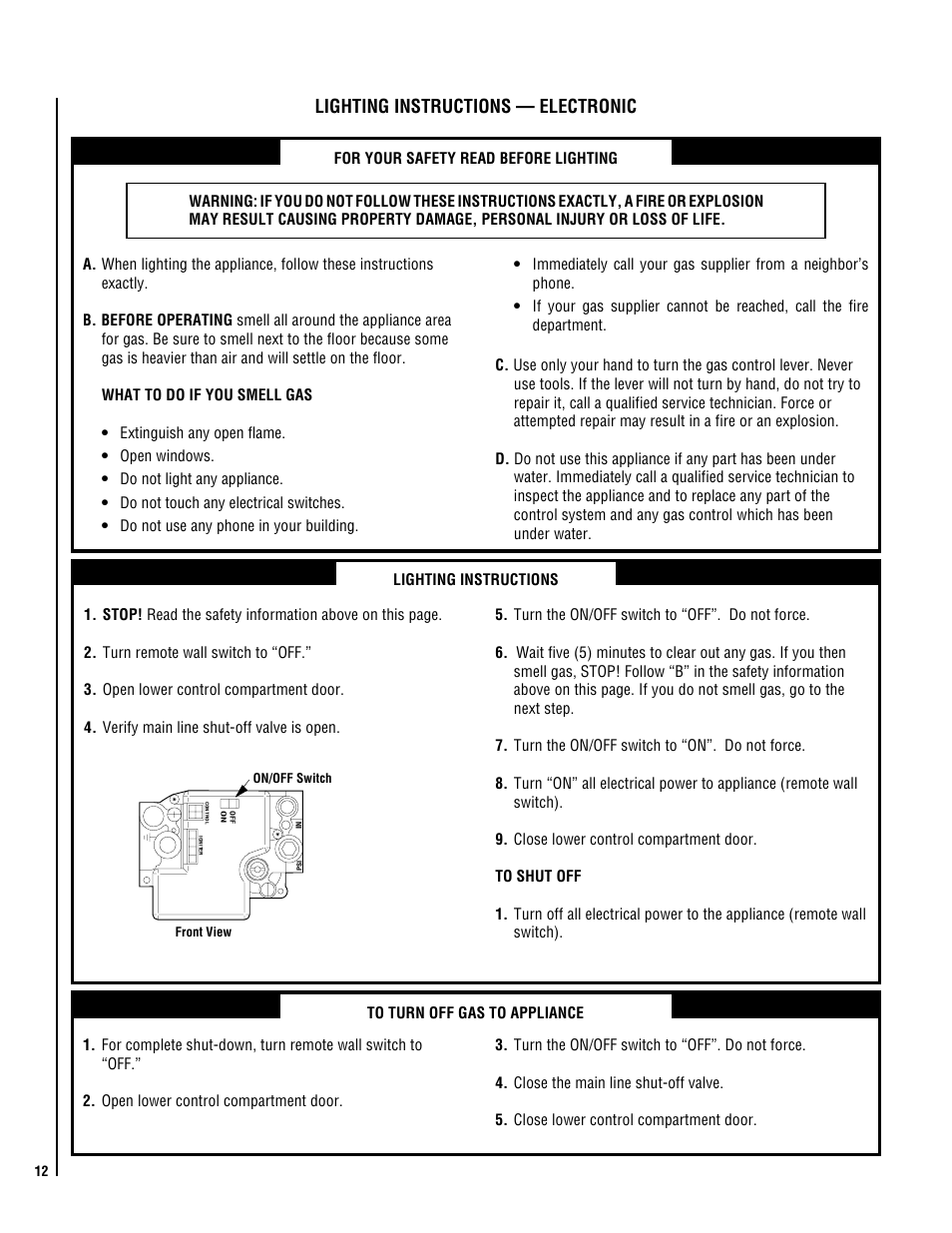 Lighting instructions — electronic | TOA Electronics B-40REN User Manual | Page 12 / 20