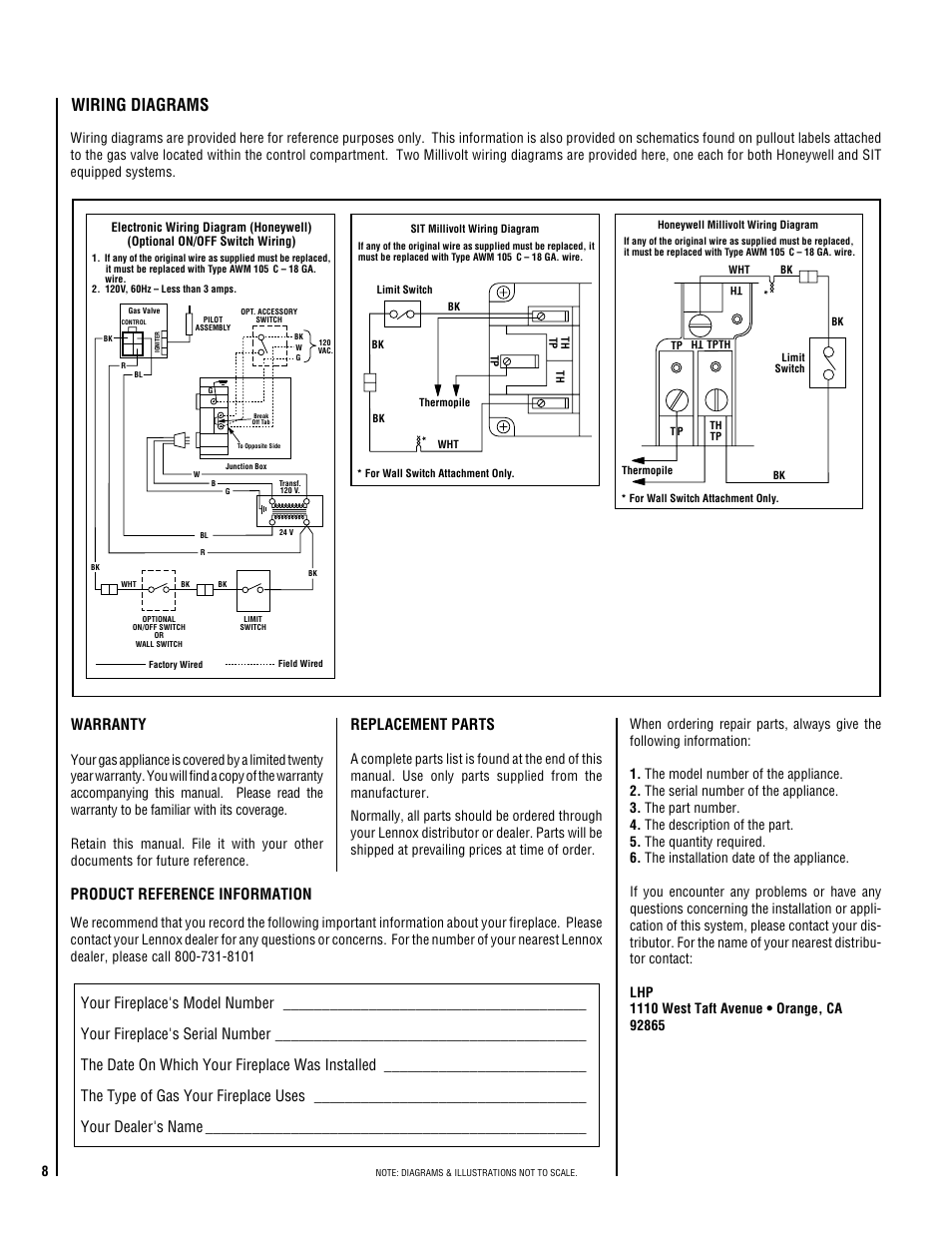 Wiring diagrams, Warranty, Replacement parts | Product reference information | TOA Electronics B-40REN User Manual | Page 8 / 20