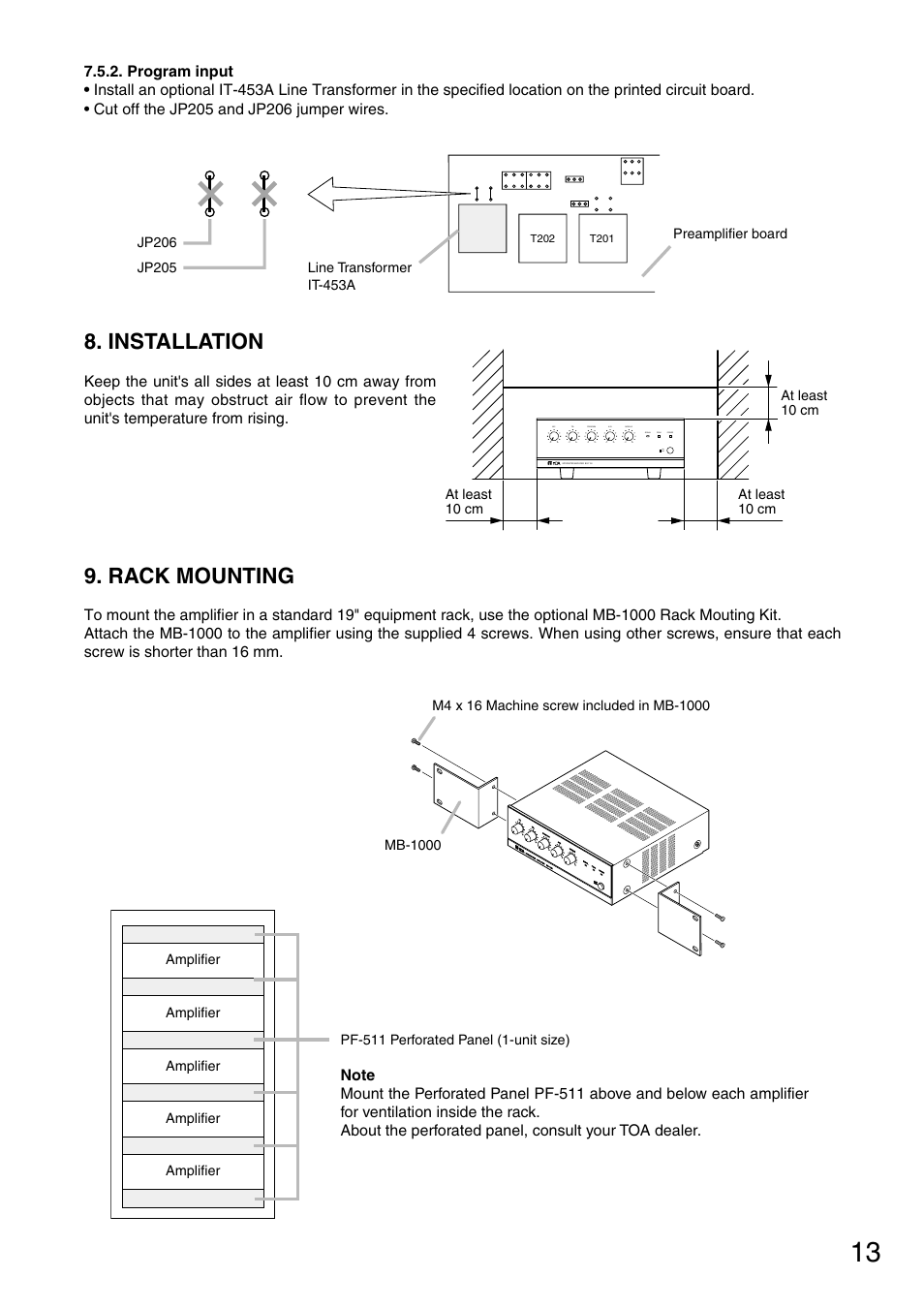 Installation, Rack mounting | TOA Electronics BG-1120 User Manual | Page 13 / 16