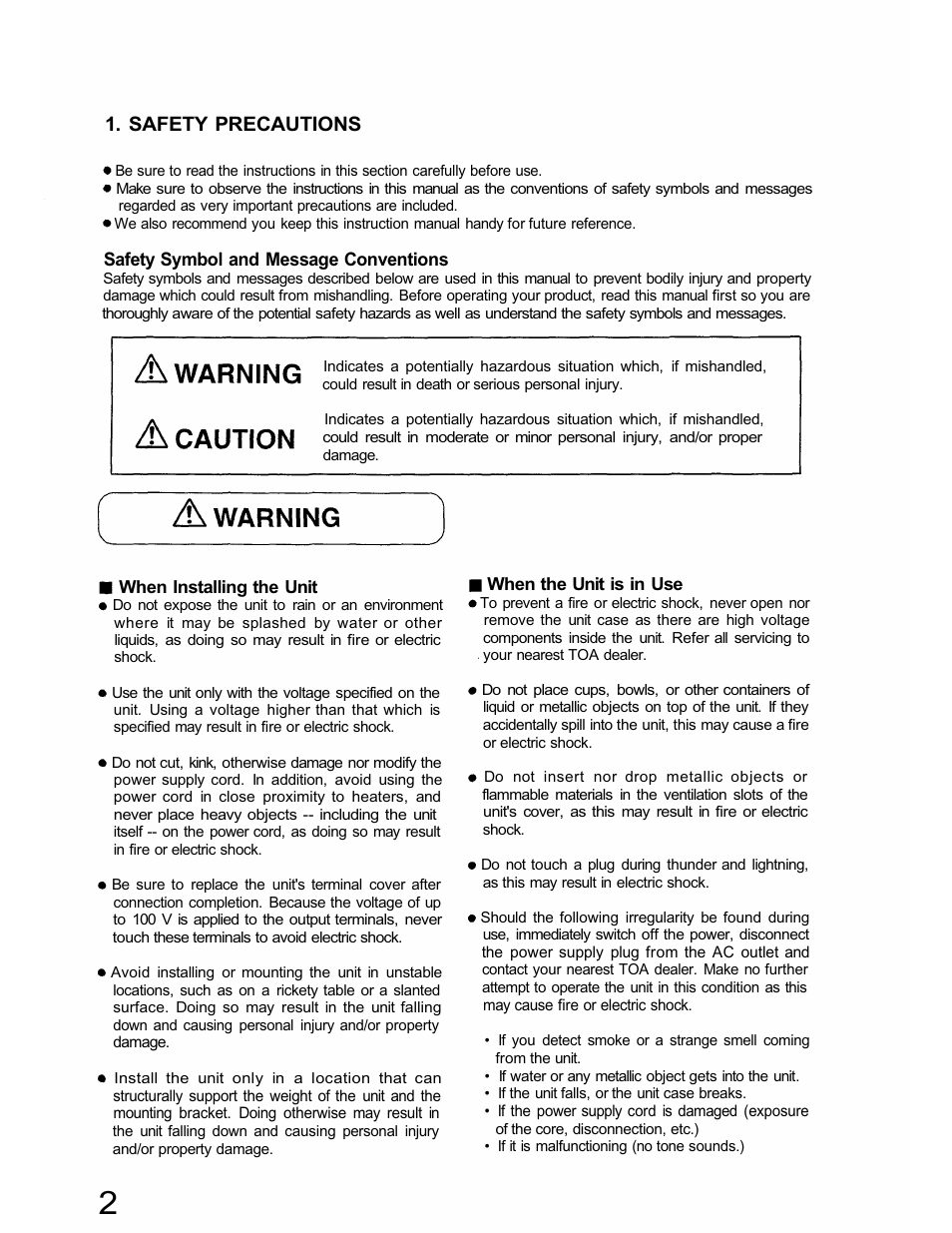 TOA Electronics IP-600D User Manual | Page 2 / 12