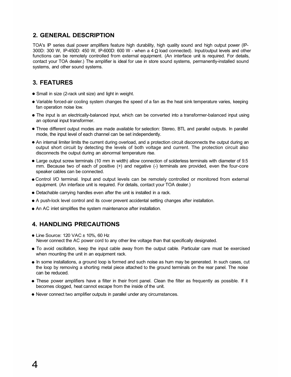 TOA Electronics IP-600D User Manual | Page 4 / 12