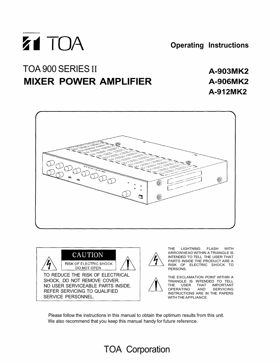 TOA Electronics A-903MK2 User Manual | 12 pages