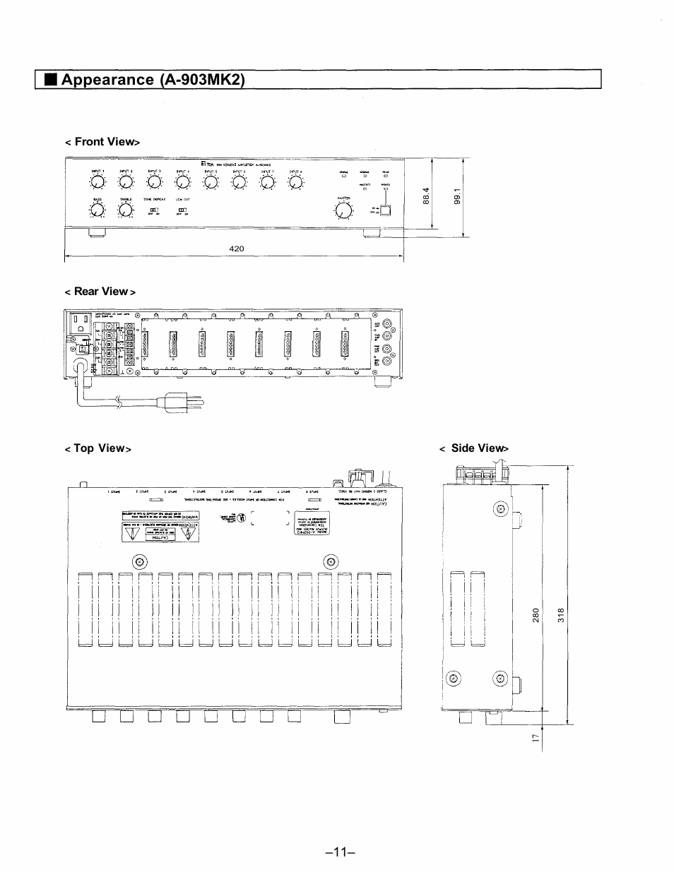 Appearance (a-903mk2) | TOA Electronics A-903MK2 User Manual | Page 11 / 12