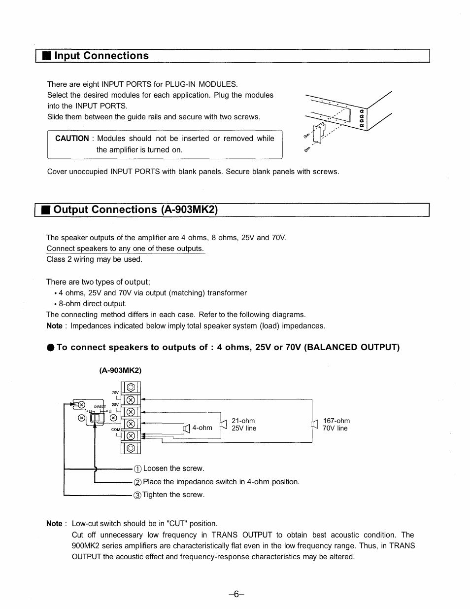 Input connections, Output connections (a-903mk2) | TOA Electronics A-903MK2 User Manual | Page 6 / 12