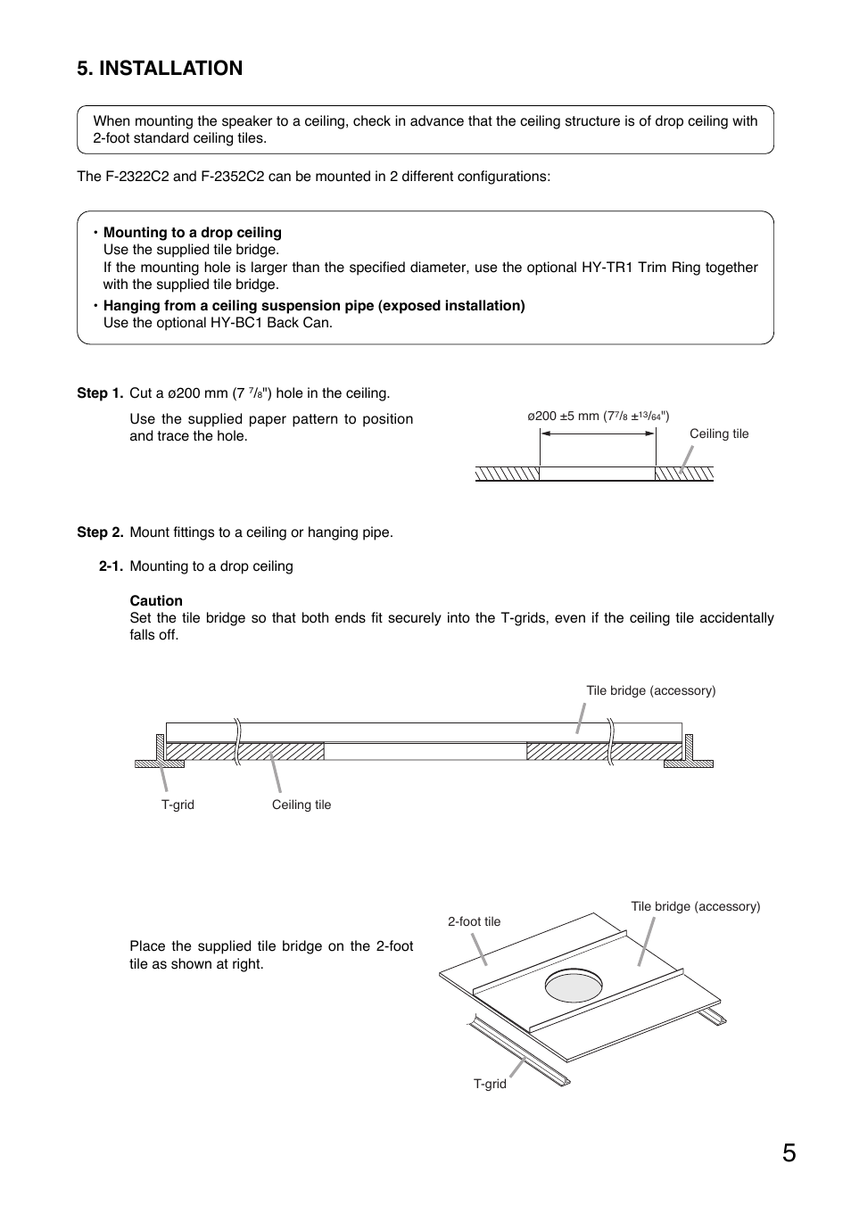 Installation | TOA Electronics F-2352C2 User Manual | Page 5 / 12