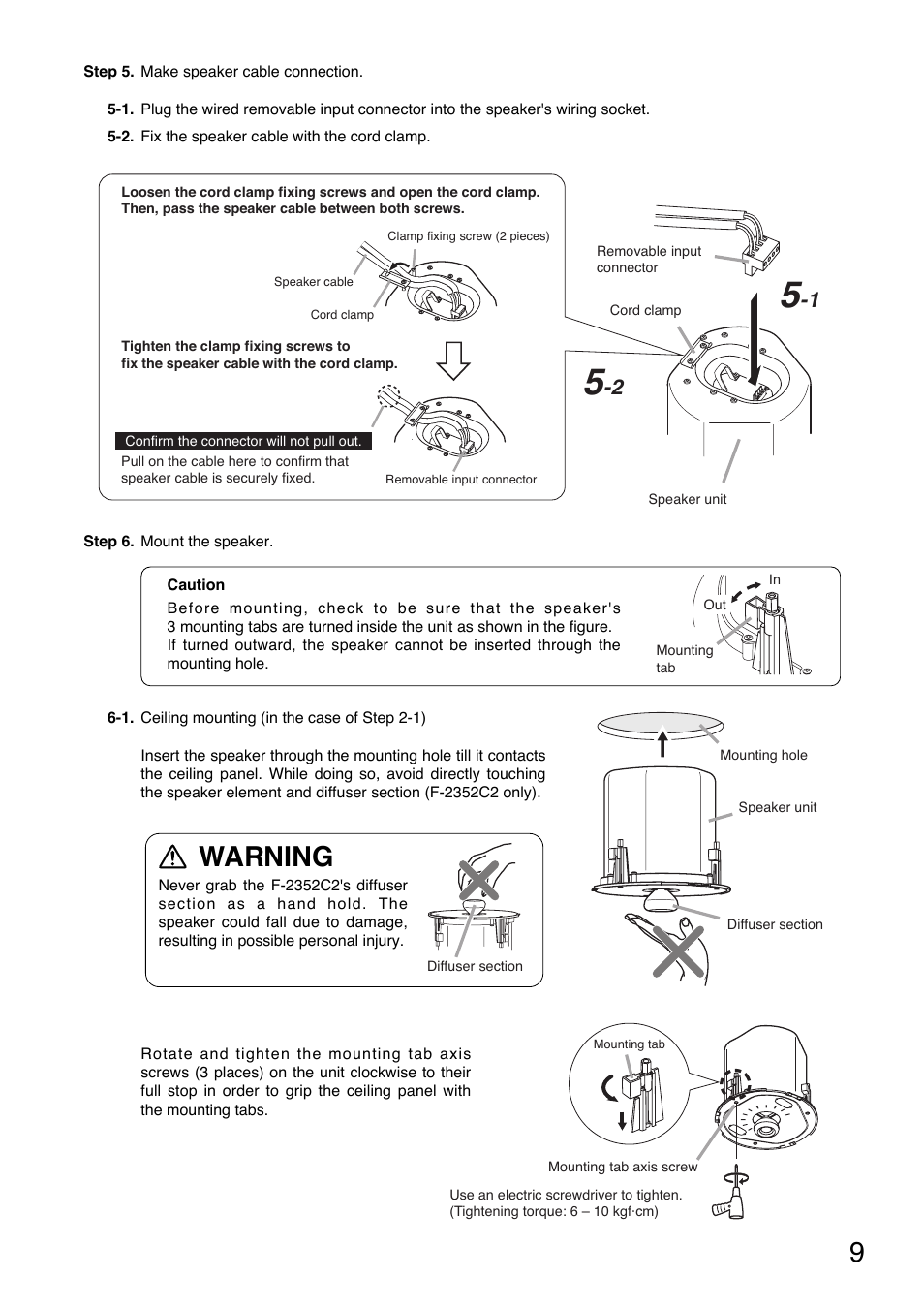 Warning | TOA Electronics F-2352C2 User Manual | Page 9 / 12