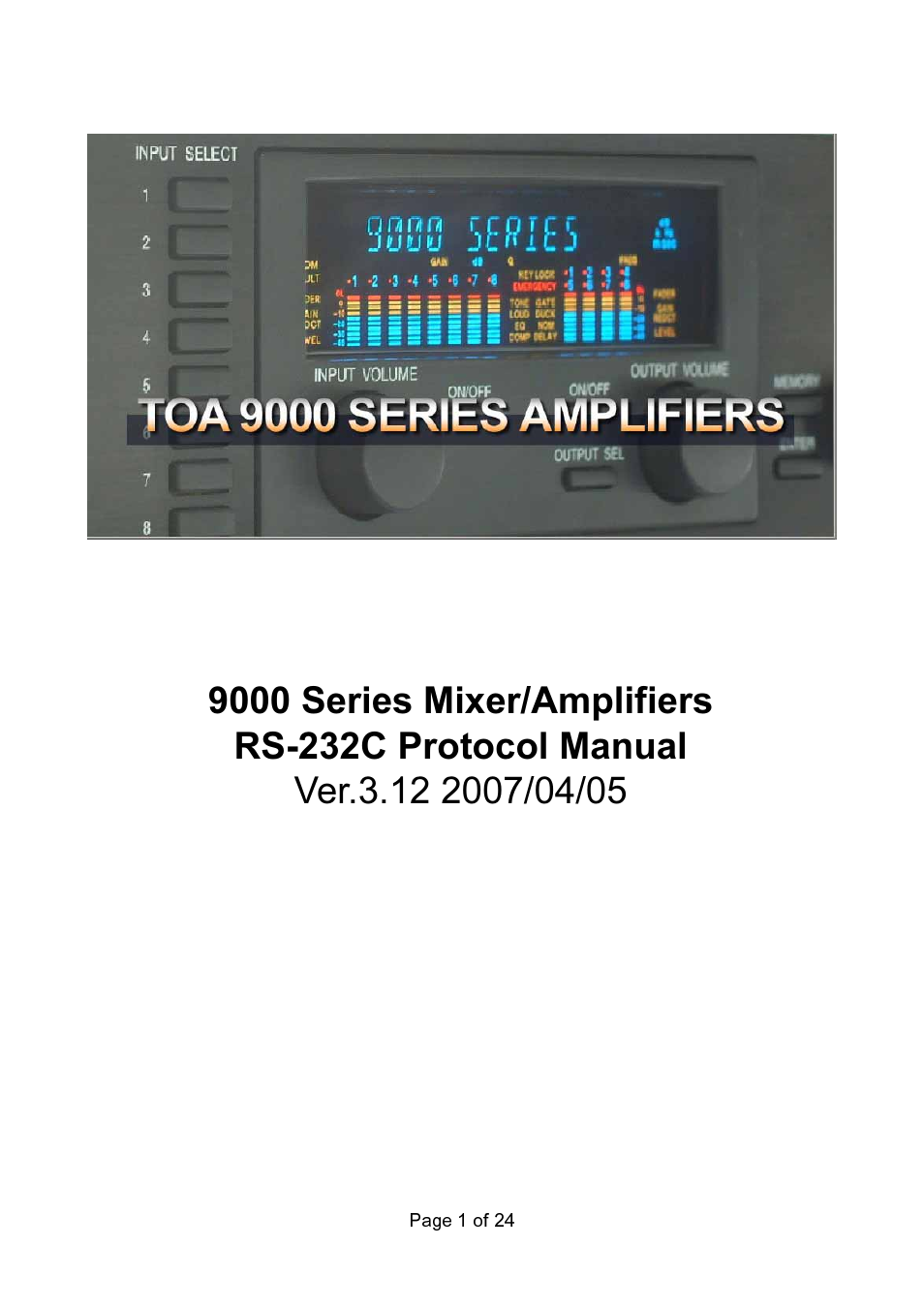 TOA Electronics 9000 Series User Manual | 24 pages