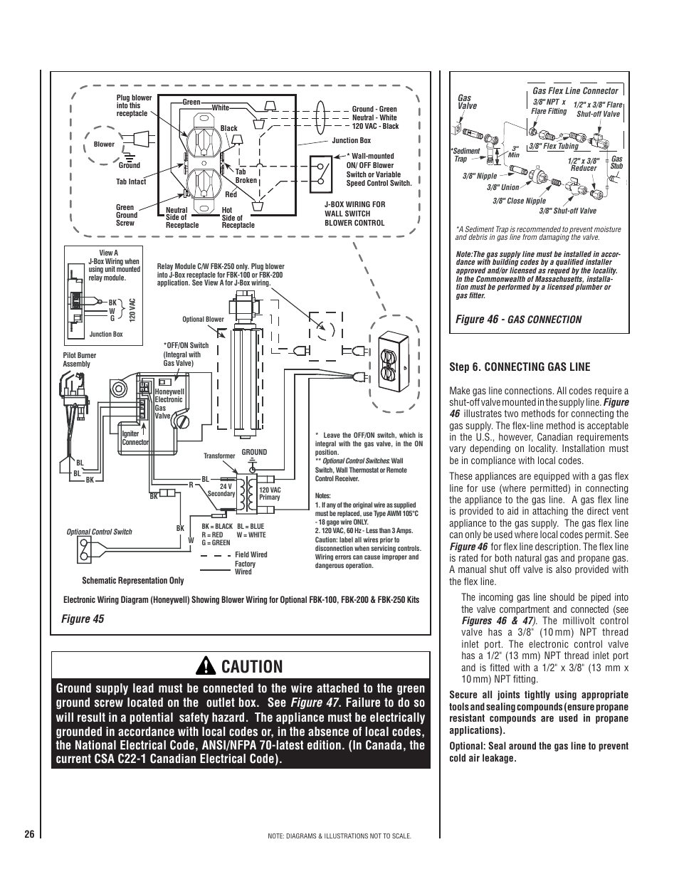 Caution, Figure 45, Step 6. connecting gas line | Figure 46 | TOA Electronics SSDVT-4035CNM User Manual | Page 26 / 40