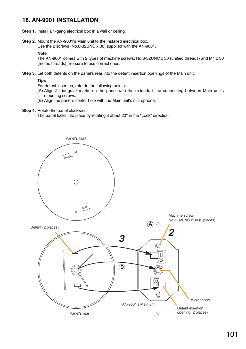 An-9001 installation | TOA Electronics A-9120DH User Manual | Page 101 / 136