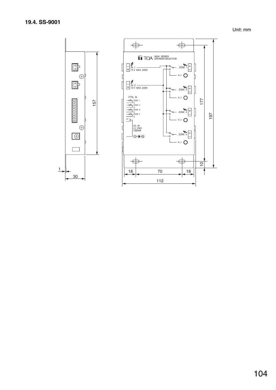 Ss-9001, Unit: mm | TOA Electronics A-9120DH User Manual | Page 104 / 136