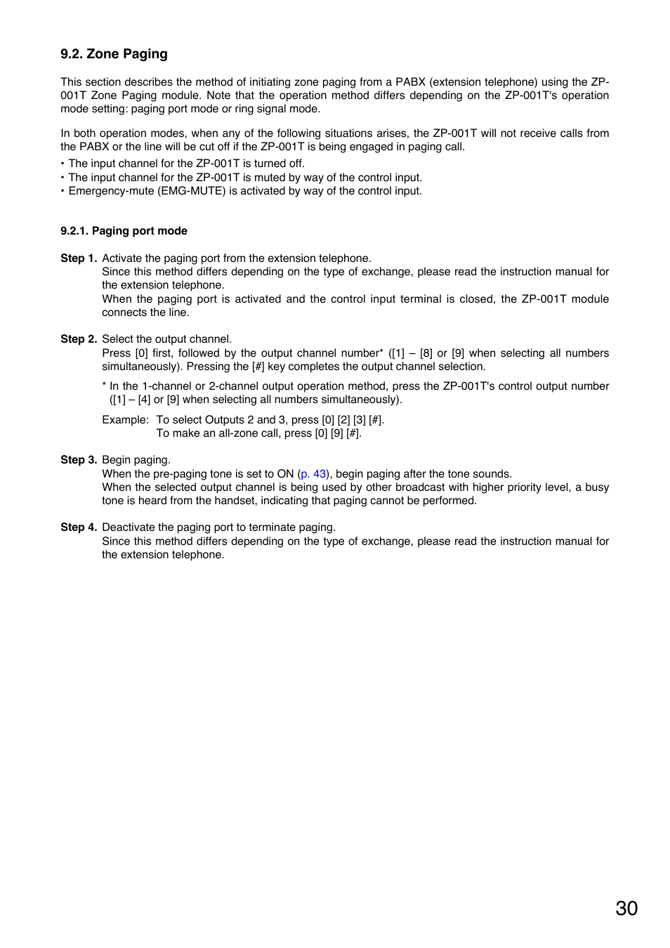 Zone paging, Paging port mode | TOA Electronics A-9120DH User Manual | Page 30 / 136