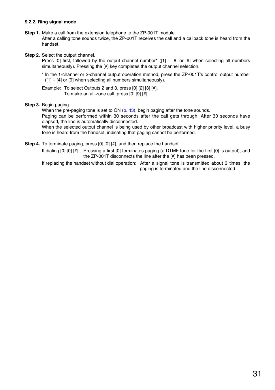 Ring signal mode | TOA Electronics A-9120DH User Manual | Page 31 / 136