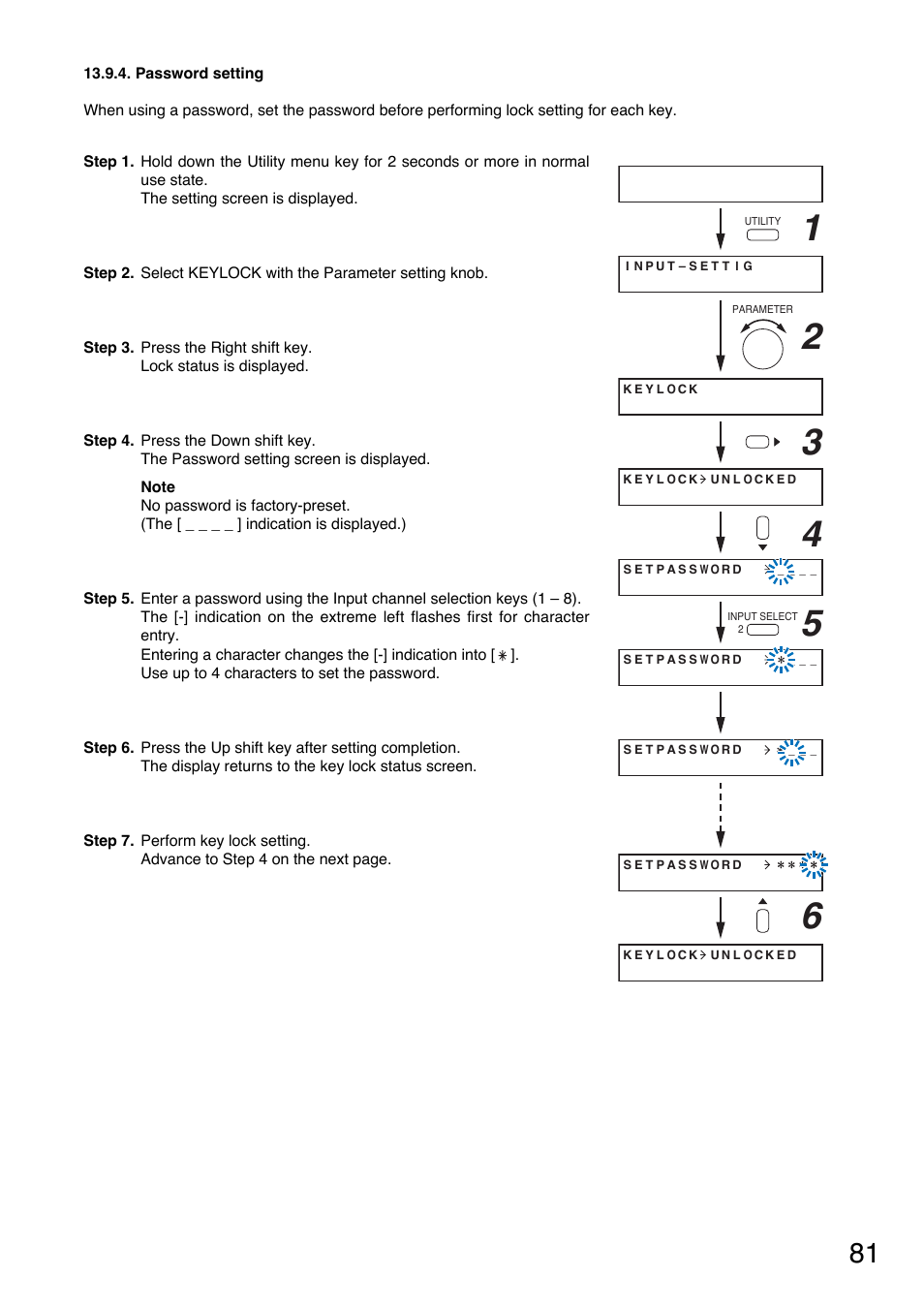 Password setting, P. 81 | TOA Electronics A-9120DH User Manual | Page 81 / 136