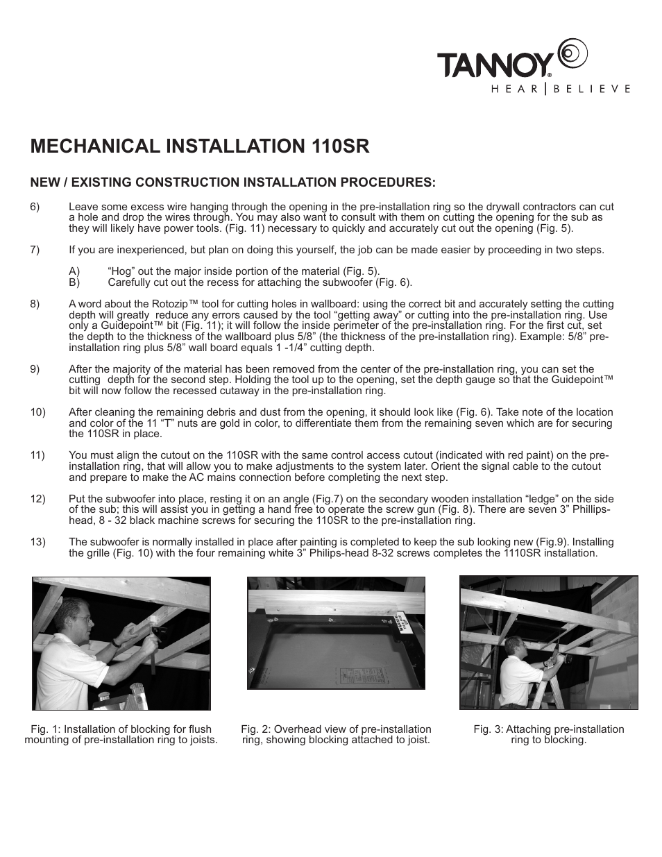 Mechanical installation 110sr | TOA Electronics 110SR User Manual | Page 12 / 16