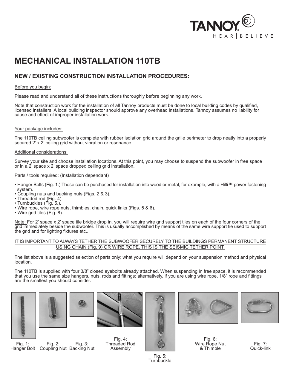 Mechanical installation 110tb | TOA Electronics 110SR User Manual | Page 8 / 16