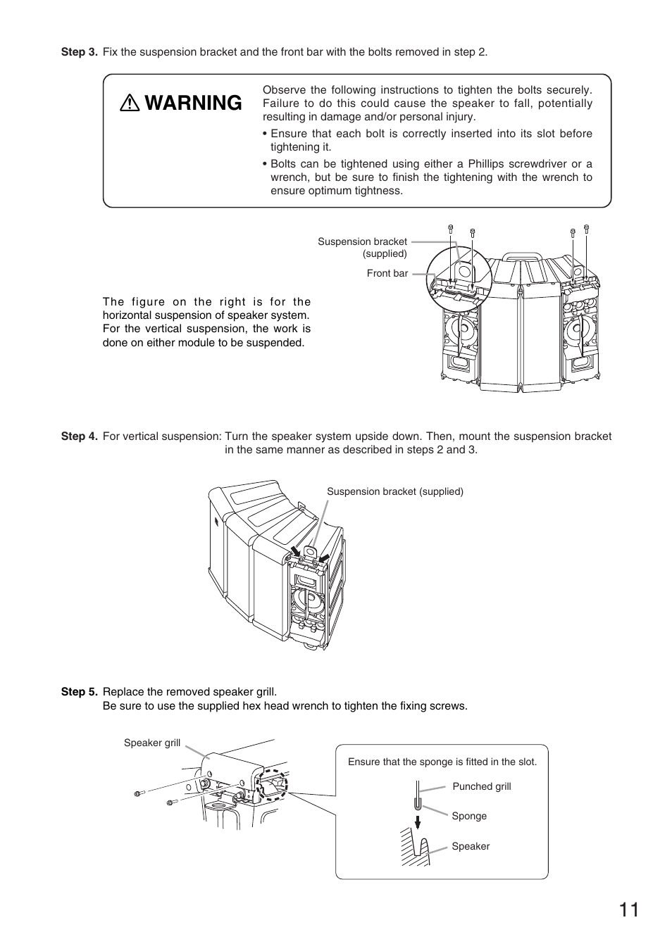Warning | TOA Electronics HX-5B User Manual | Page 11 / 16