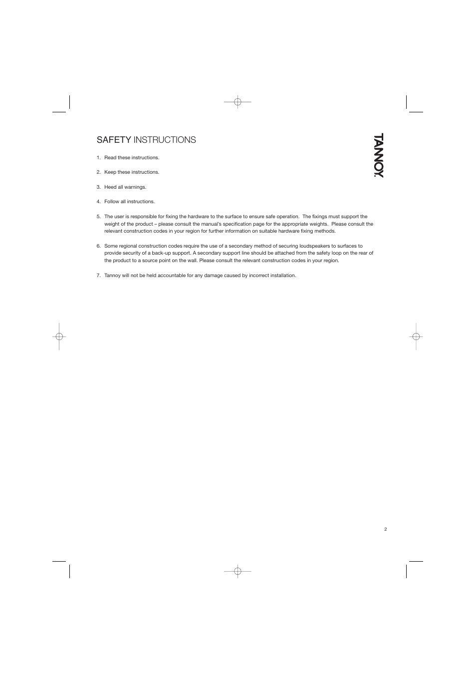 Safety instructions | TOA Electronics IW60EFX User Manual | Page 3 / 12