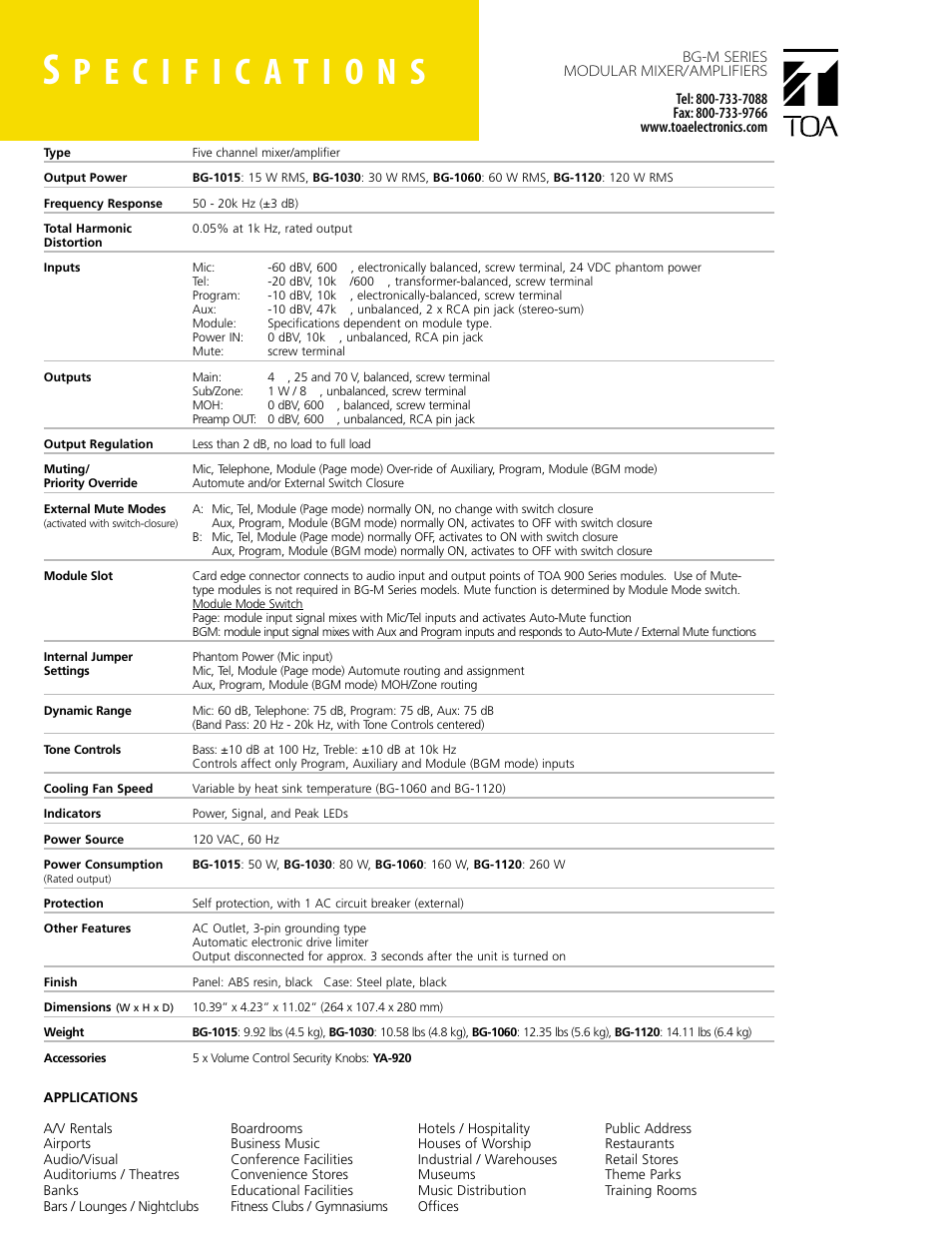 TOA Electronics BG-1020 User Manual | Page 2 / 4