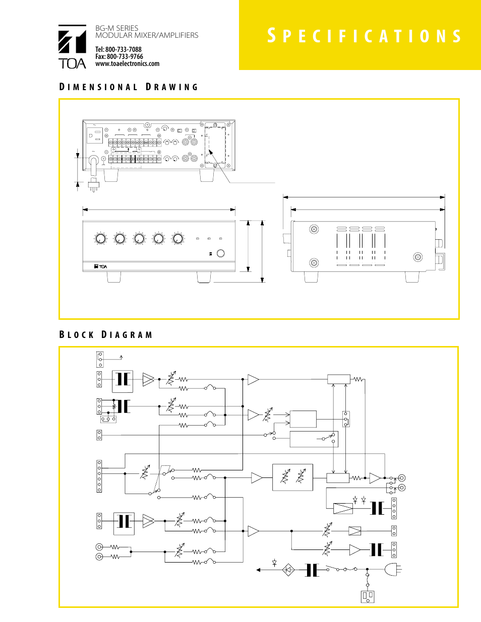 L o c k, Side view rear view front view | TOA Electronics BG-1020 User Manual | Page 3 / 4