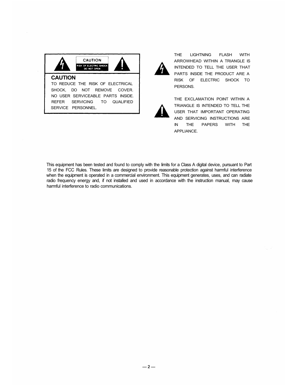 Caution | TOA Electronics BA-800 User Manual | Page 2 / 31