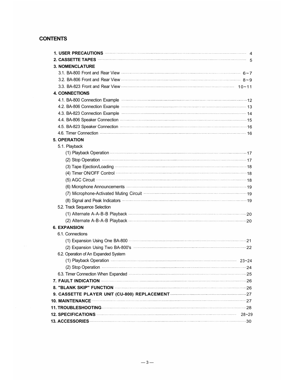 TOA Electronics BA-800 User Manual | Page 3 / 31